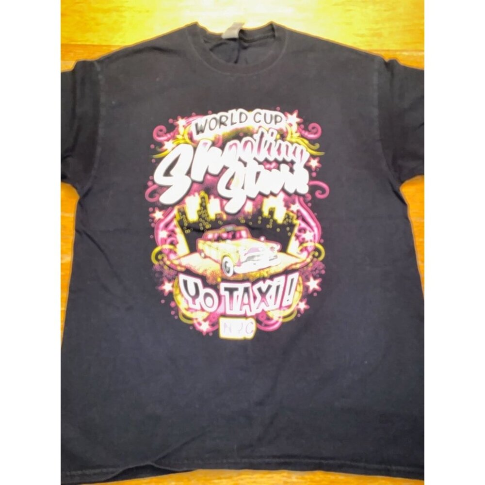 World Cup Shooting Stars NYC Taxi Graphic T-Shirt Black Short Sleeve Size Large